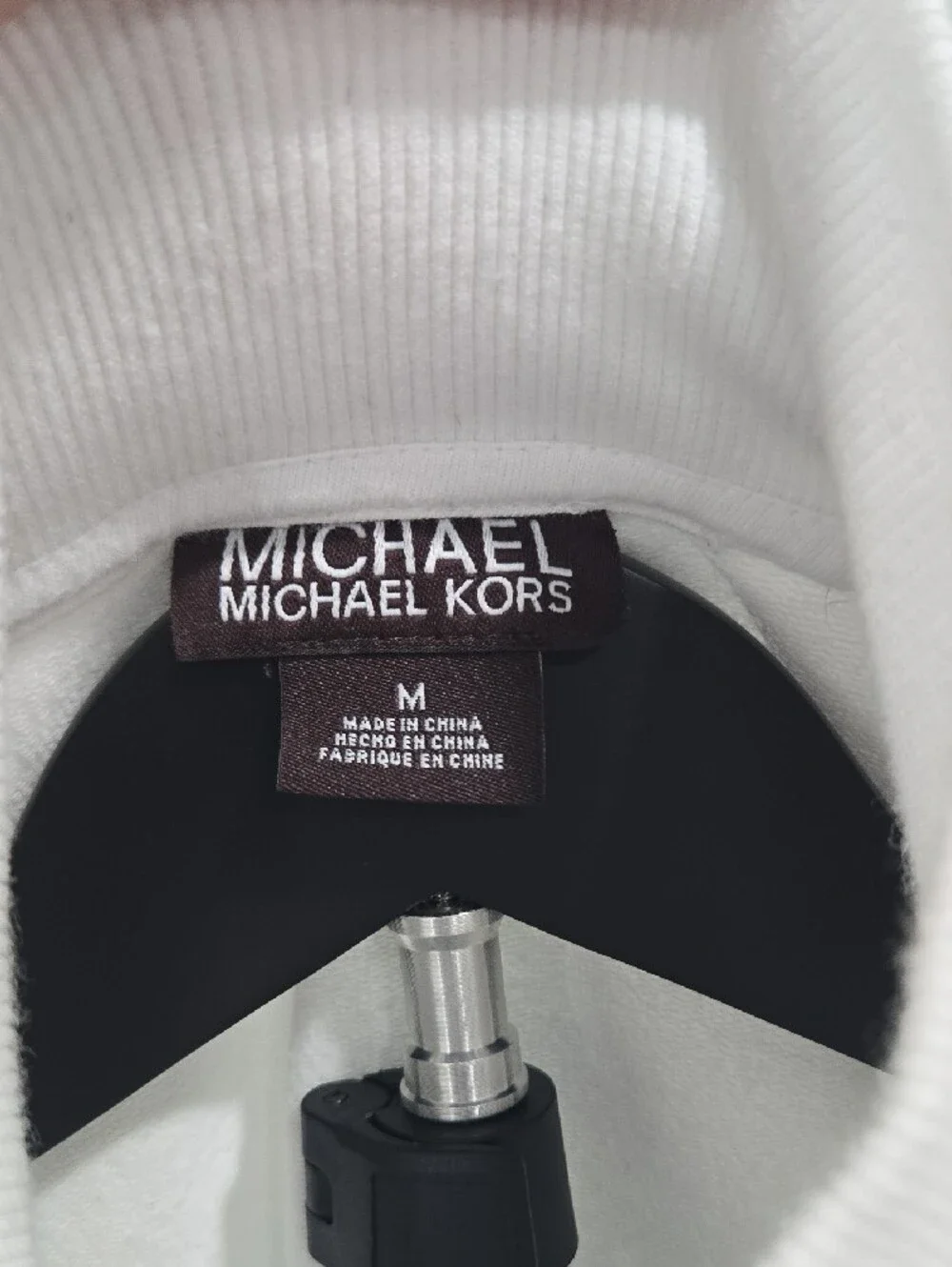 Michael Kors White Full-Zip MK Logo Bomber Jacket